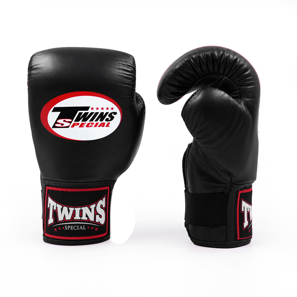 Twins Special TBGL7H Снарядные Перчатки Тайский Бокс Полуоткрытый Большой Палец Черные