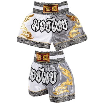 Thaiboxing Тайские Шорты Тайский Бокс Серо-Белые