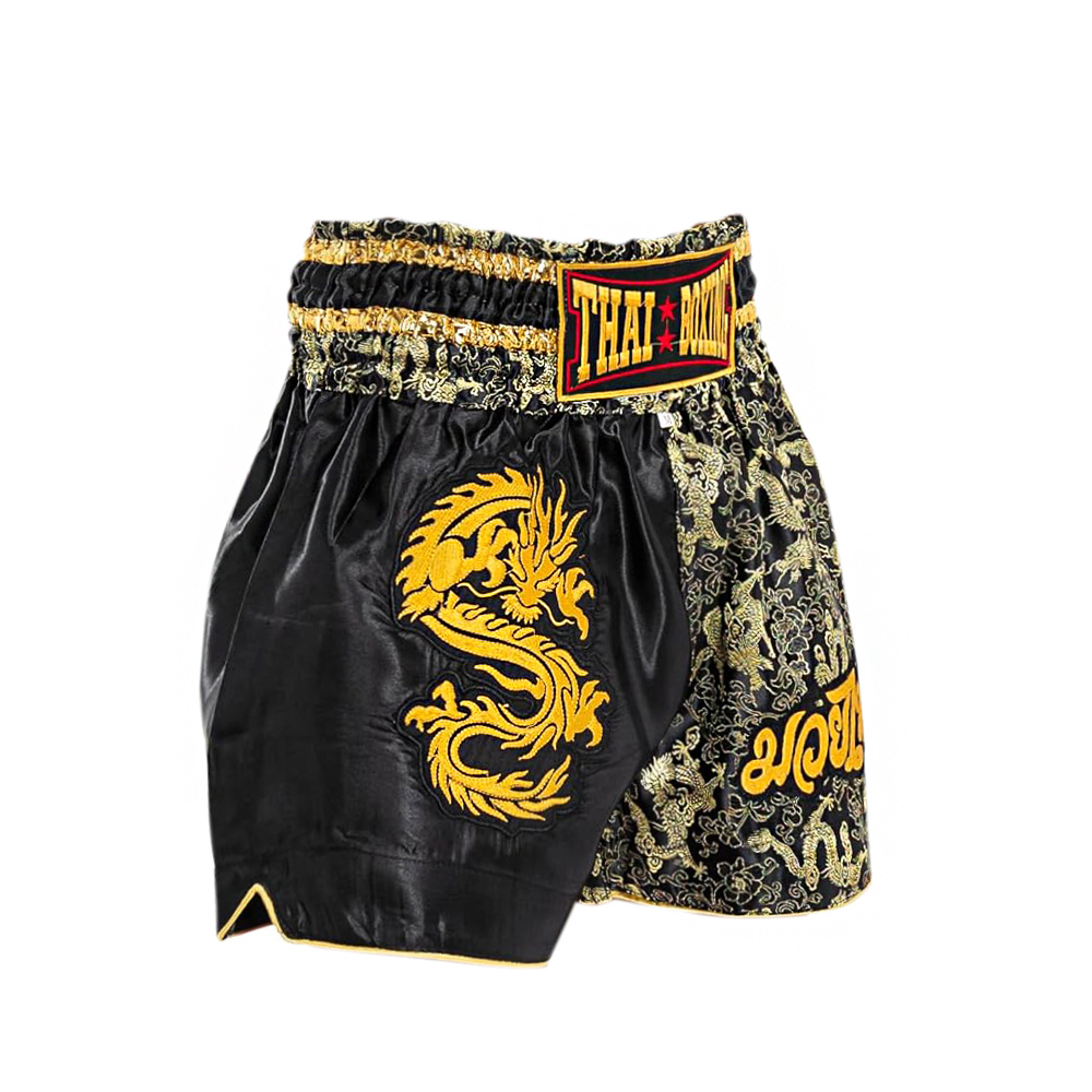 Thaiboxing Тайские Шорты Тайский Бокс «Dragon» Черно-Золотые
