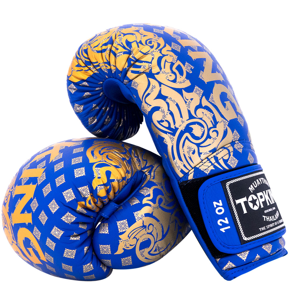 Top King "Kanok-02" Боксерские Перчатки Тайский Бокс Синие