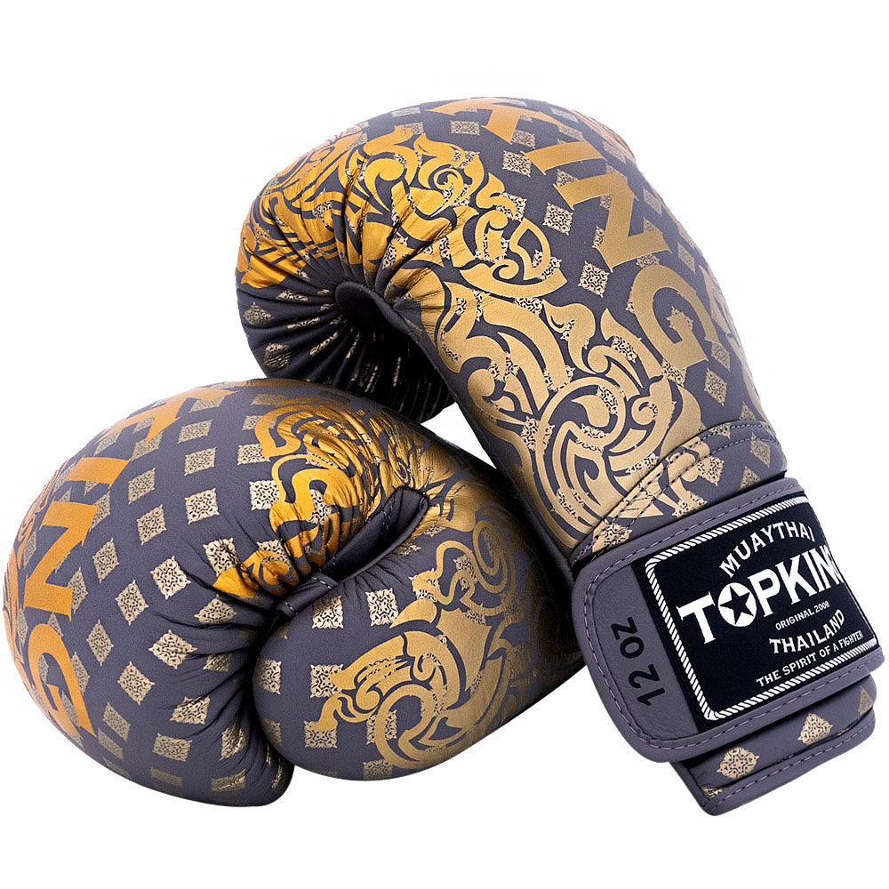 Top King "Kanok-02" Боксерские Перчатки Тайский Бокс Серые