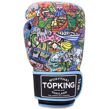 Top King "Songkran Thai Culture" Боксерские Перчатки Тайский Бокс Black 