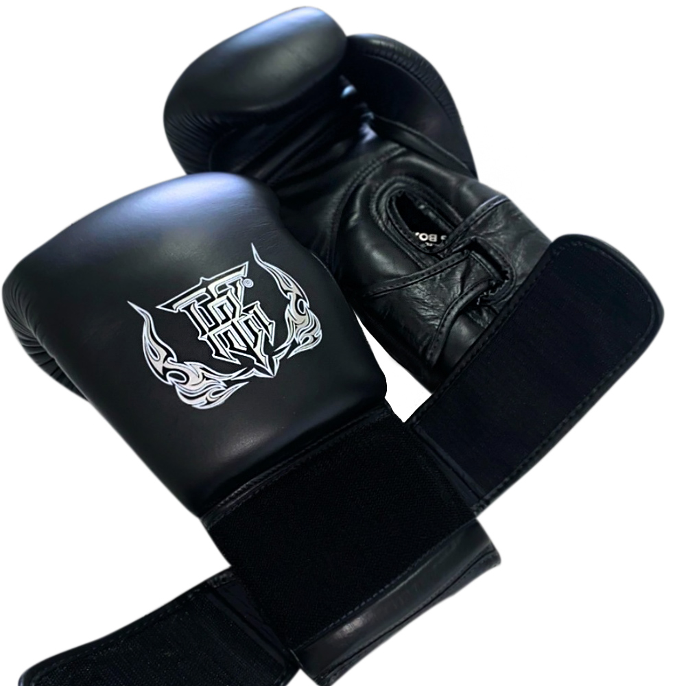 Top King "Double Lock Air" Боксерские Перчатки Тайский Бокс Черные