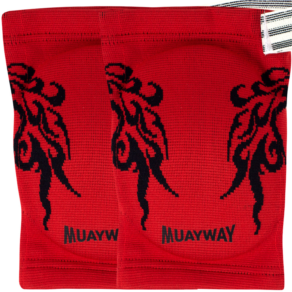 Muayway Налокотники Тайский Бокс Красные с Узором