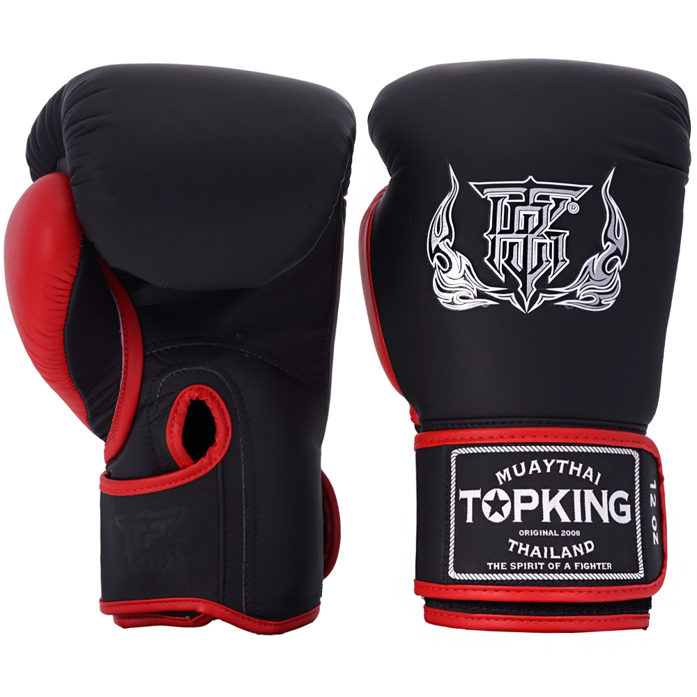 Top King "Reborn" Боксерские Перчатки Тайский Бокс Черно-Красные