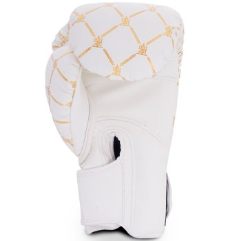 Top King "Chain" Боксерские Перчатки Тайский Бокс Бело-Золотые