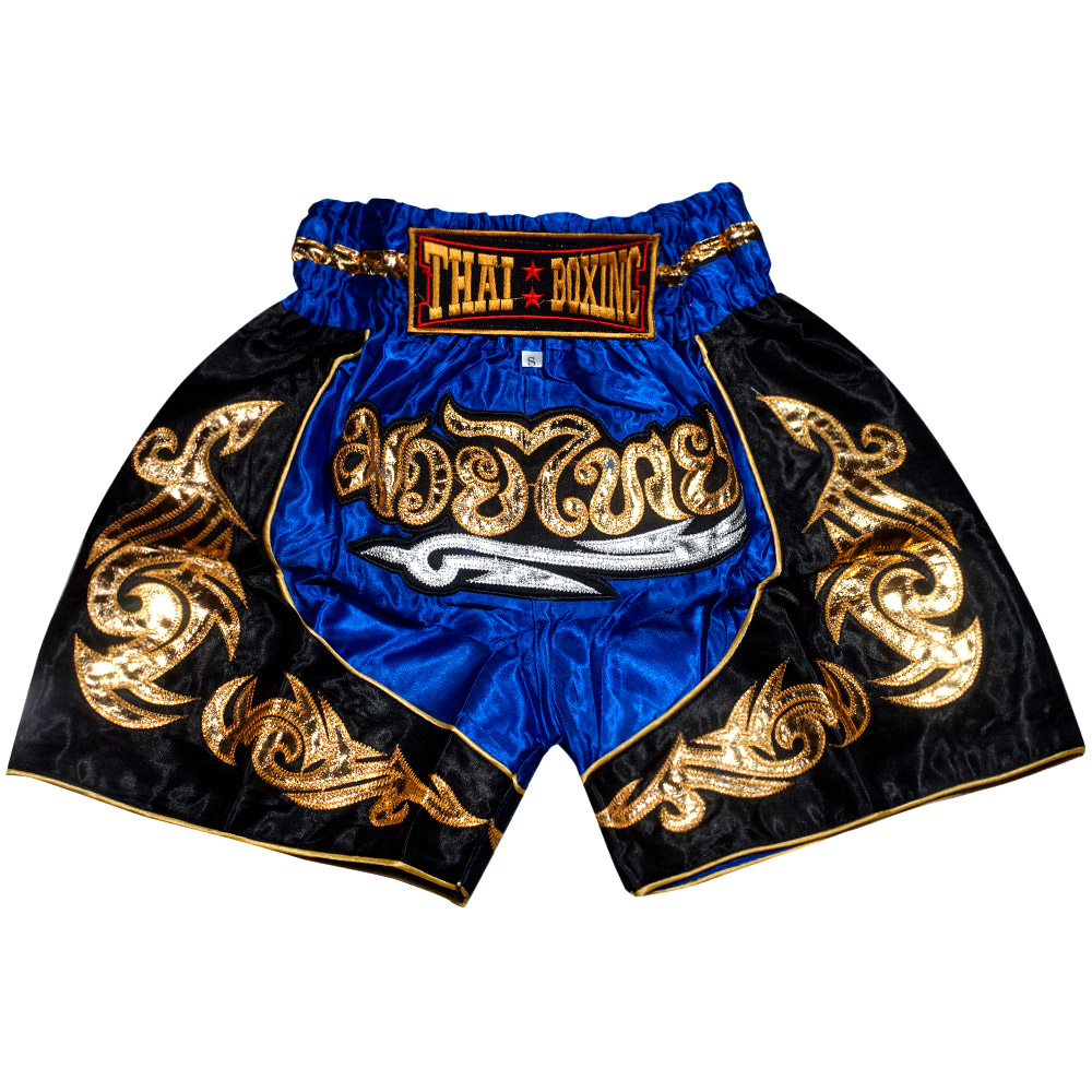 Детские Шорты Тайский Бокс "Thaiboxing" Синие с Золотом