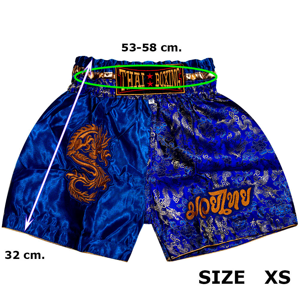 Детские Шорты Тайский Бокс "Thaiboxing" Дракон Синие