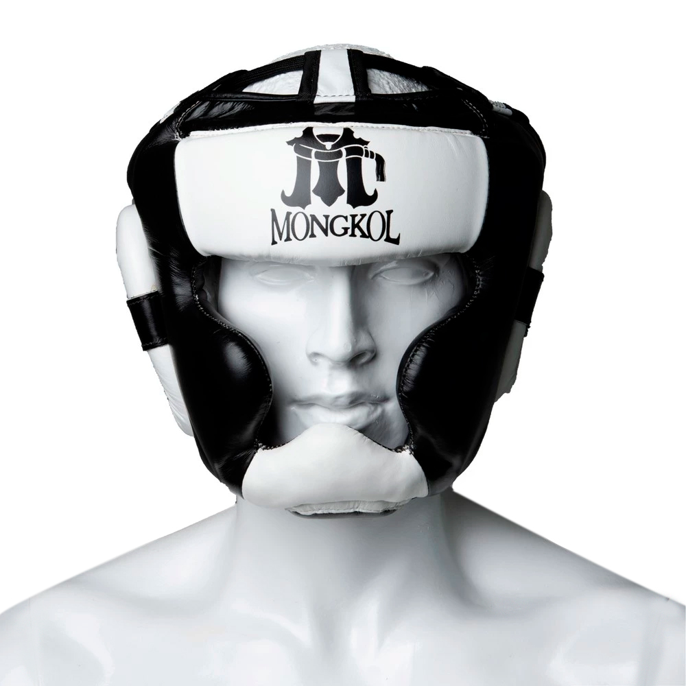 Mongkol Боксерский Шлем Тайский Бокс Черно-Белый 