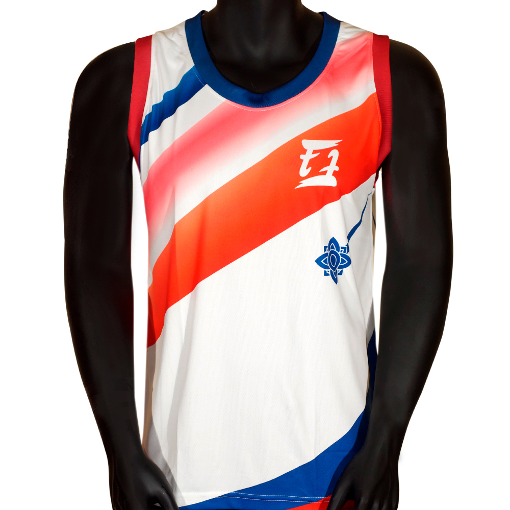 Fairtex JS41 Майка Тренировочная Тайский Бокс Бело-Сине-Красная