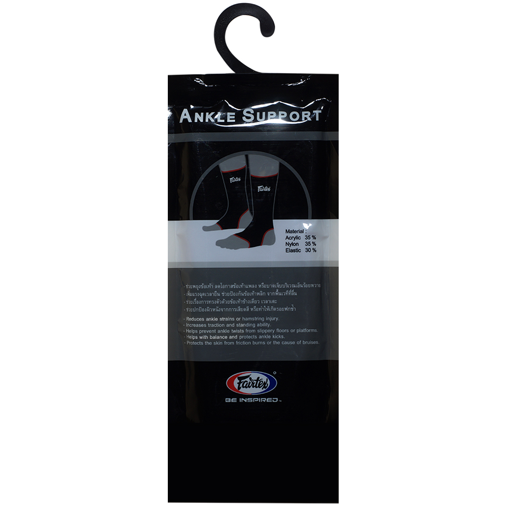 Fairtex AS1 Суппорт Голеностопа Тайский бокс Черный с Красным Кантом