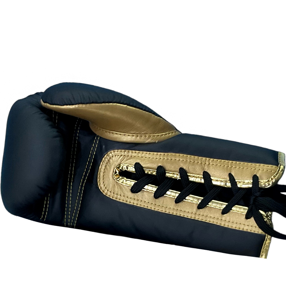 Raja Boxing "Single" Боксерские Перчатки Тайский Бокс Шнурки Black-Gold