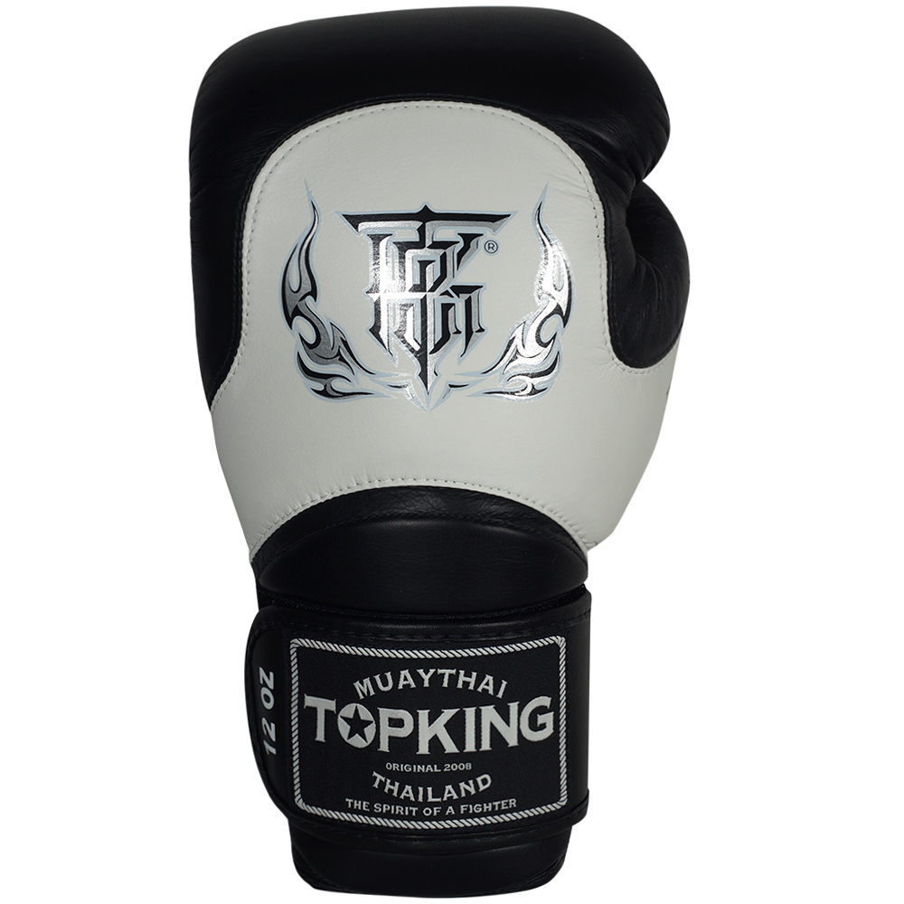 Top King "Blend-02" Боксерские Перчатки Тайский Бокс Черные с Белым