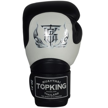 Top King "Blend-02" Боксерские Перчатки Тайский Бокс Черные с Белым