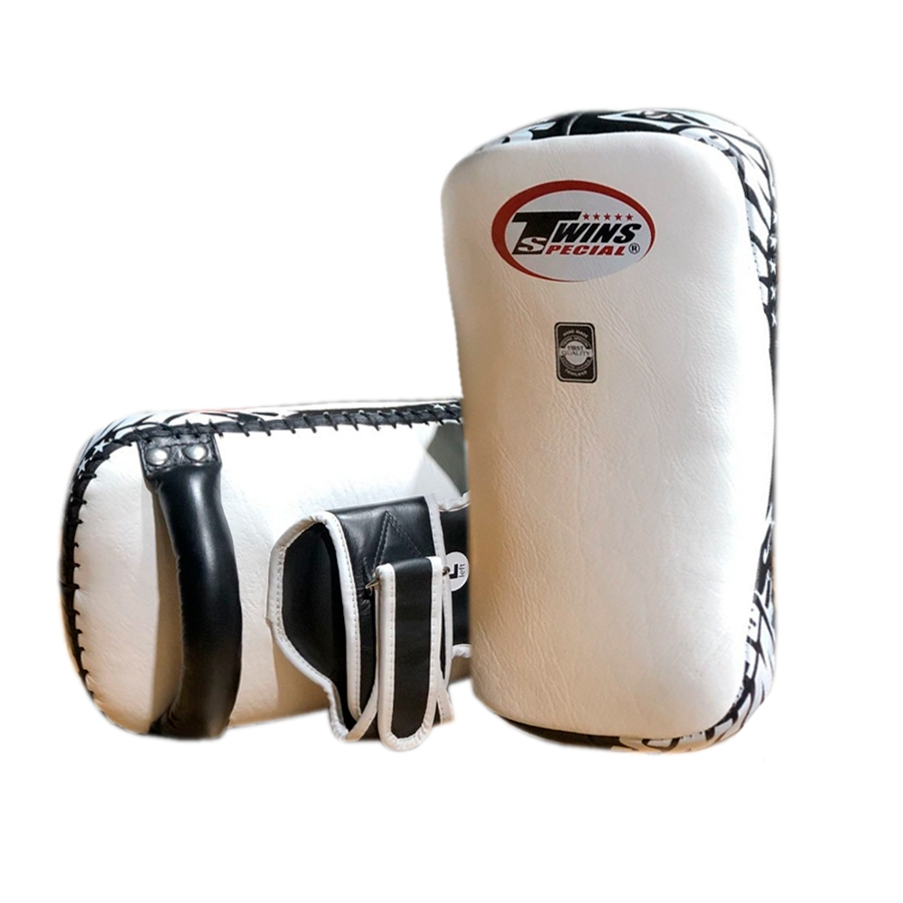 Twins Special KPL12 Пады Тайские "Deluxe" Тайский Бокс Изогнутые Бело-Черные