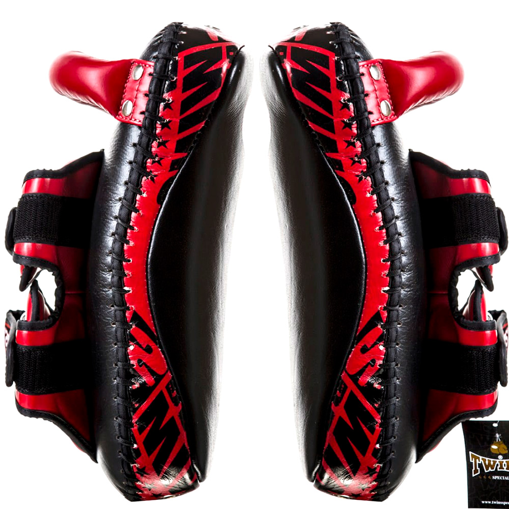 Twins Special KPL12 Пады Тайские "Deluxe" Тайский Бокс Изогнутые Черно-Красные