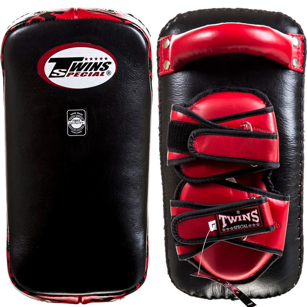Twins Special KPL12 Пады Тайские "Deluxe" Тайский Бокс Изогнутые Черно-Красные