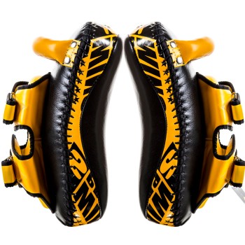 Twins Special KPL12 Пады Тайские "Deluxe" Тайский Бокс Изогнутые Черно-Золотые