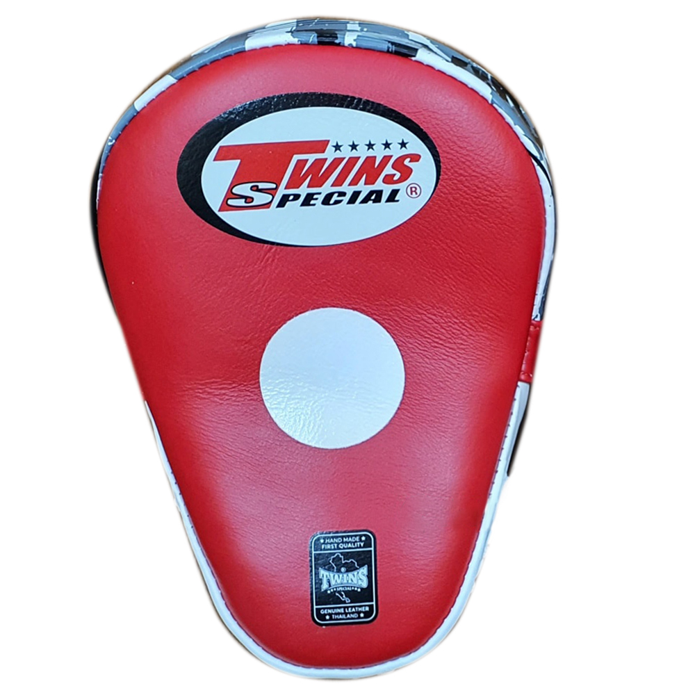 Twins Special PML10 Лапы Боксерские Тайский Бокс Гнутые "Focus Mitts In Curved Style" Красно-Белые
