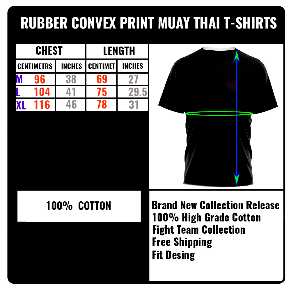 Футболка Тайская Сак Янт Тату Хлопок "2 Fighters" Резиновый Выпуклый Принт Черная с Красным