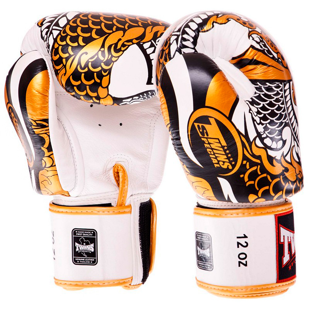 Twins Special FBGVL3-52 Боксерские Перчатки Тайский Бокс "Nagas" Бело-Золотые