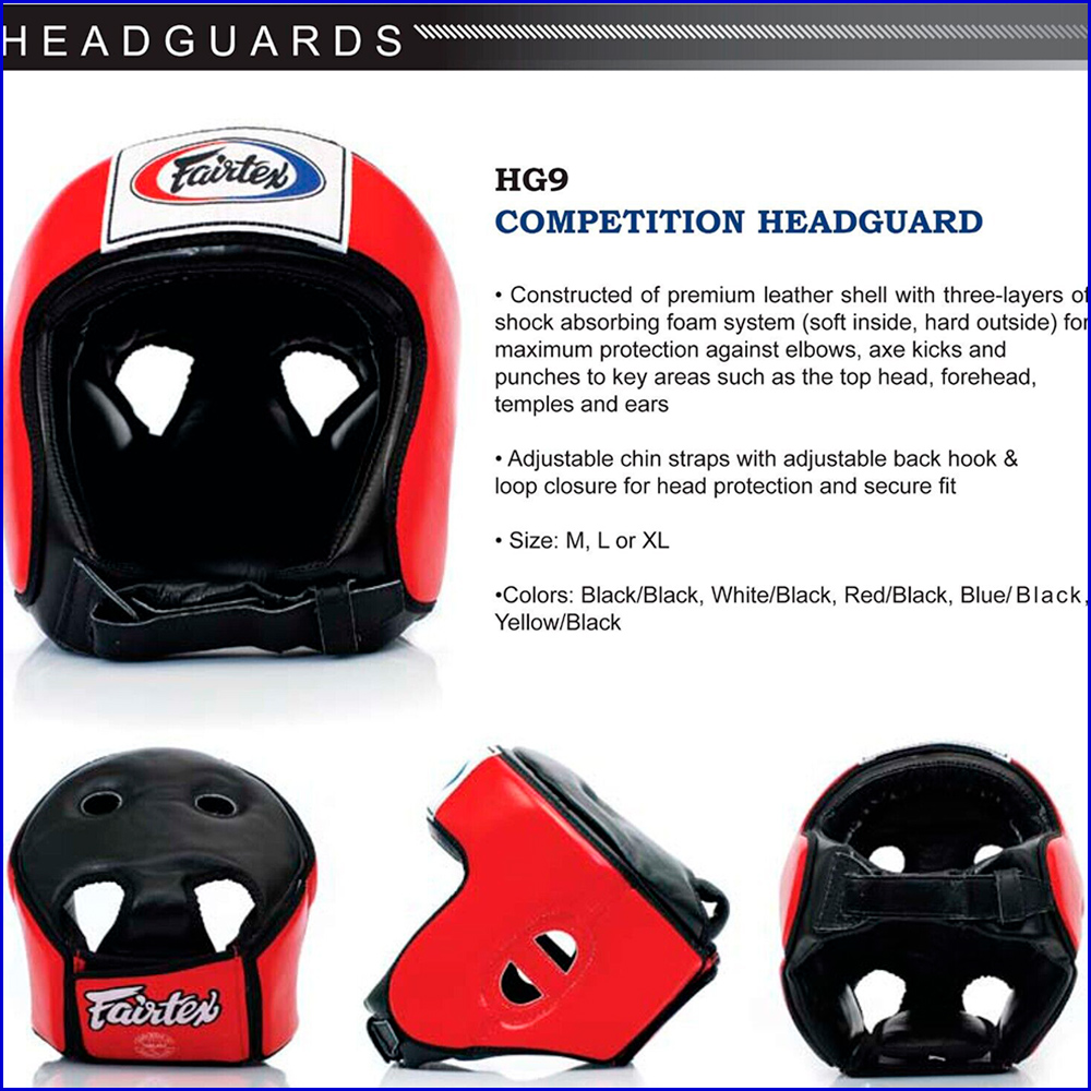 Fairtex HG9 Боксерский Шлем Для Соревнований Тайский Бокс Закрытая Макушка "Muay Thai & Kickboxing Competition"