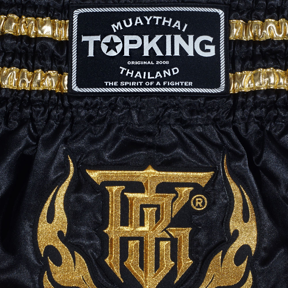 Top King TKTBS Шорты Тайский Бокс Черные с Золотом