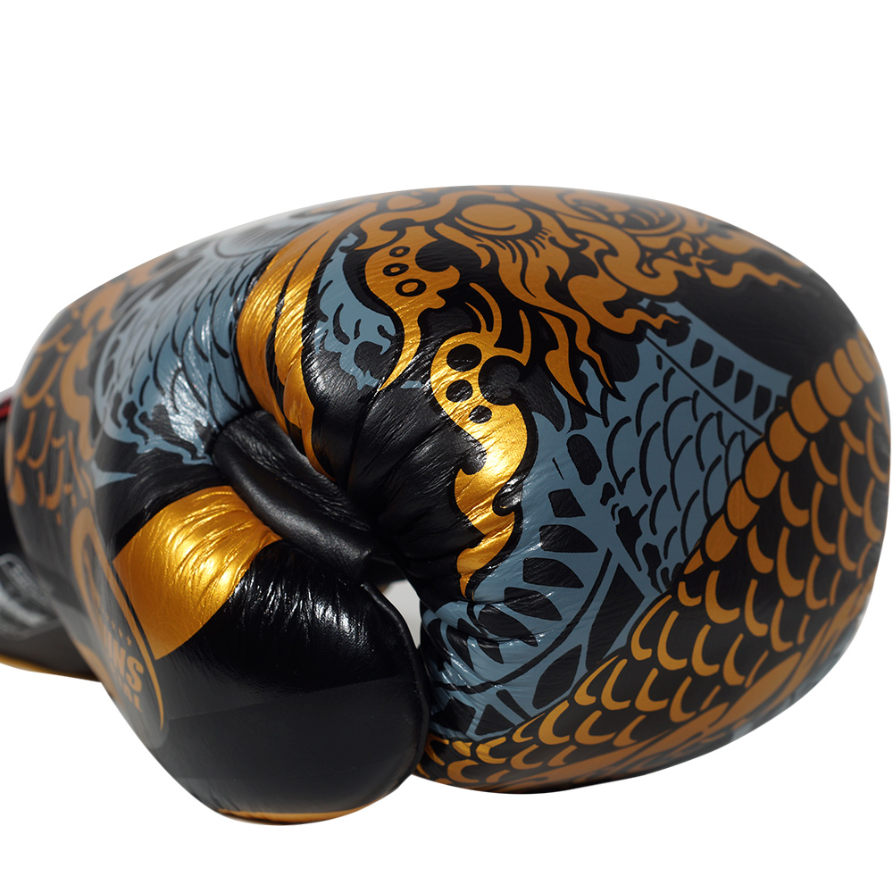 Twins Special FBGVL3-52 Боксерские Перчатки Тайский Бокс "Nagas" Черно-Золотые