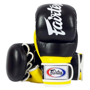Fairtex FGV18 Перчатки MMA Спарринговые Черные с Желтым