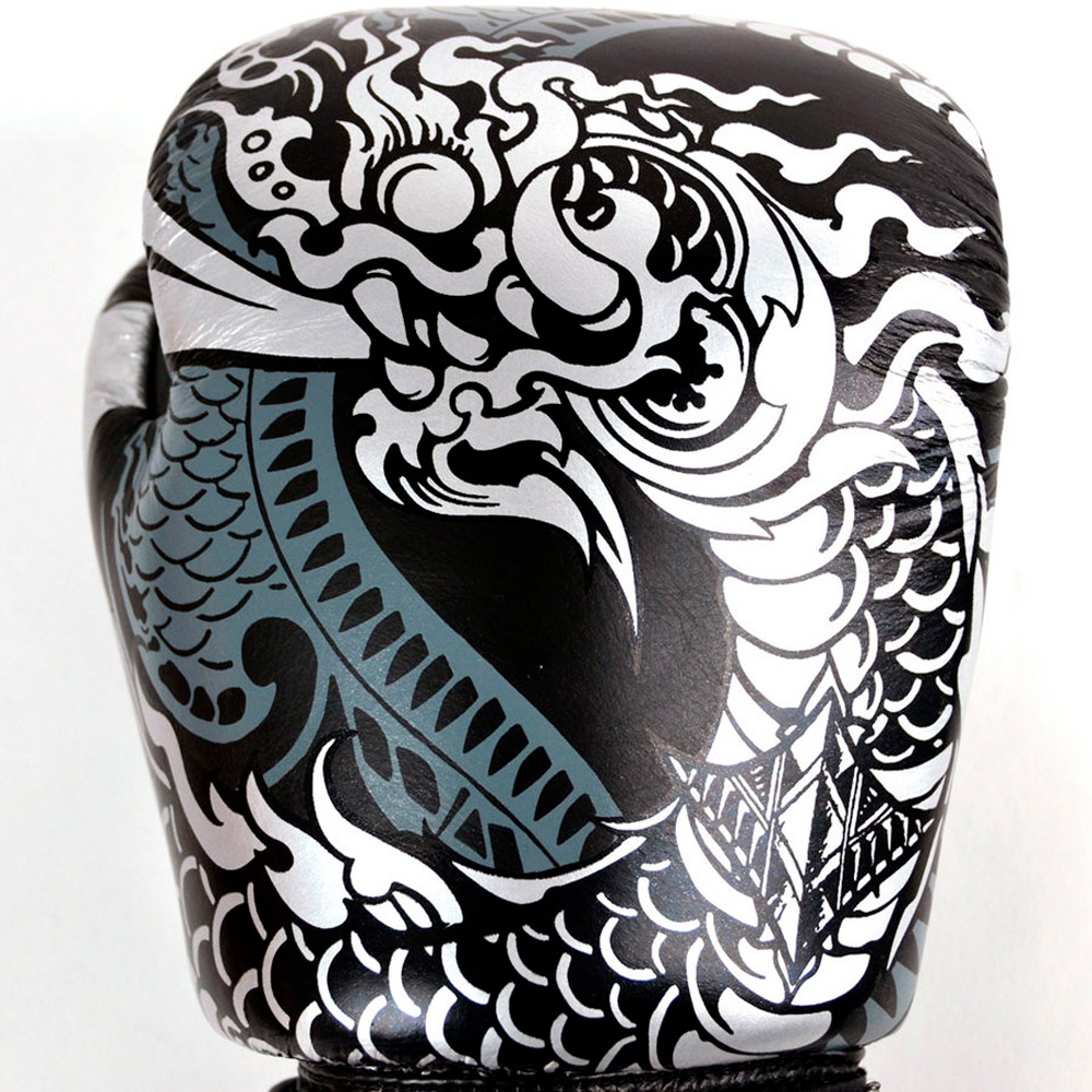 Twins Special FBGVL3-52 Боксерские Перчатки Тайский Бокс "Nagas" Черно-Серебряные