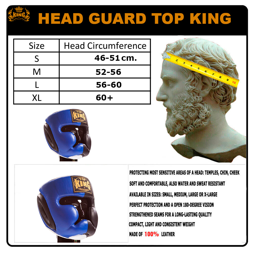 Top King TKHGEC-LV Боксерский Шлем Тайский Бокс "Extra Coverage" Cиний