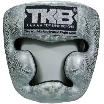 Детский Боксерский Шлем Top King "Super Snake" Тайский Бокс Серебро (Белое)