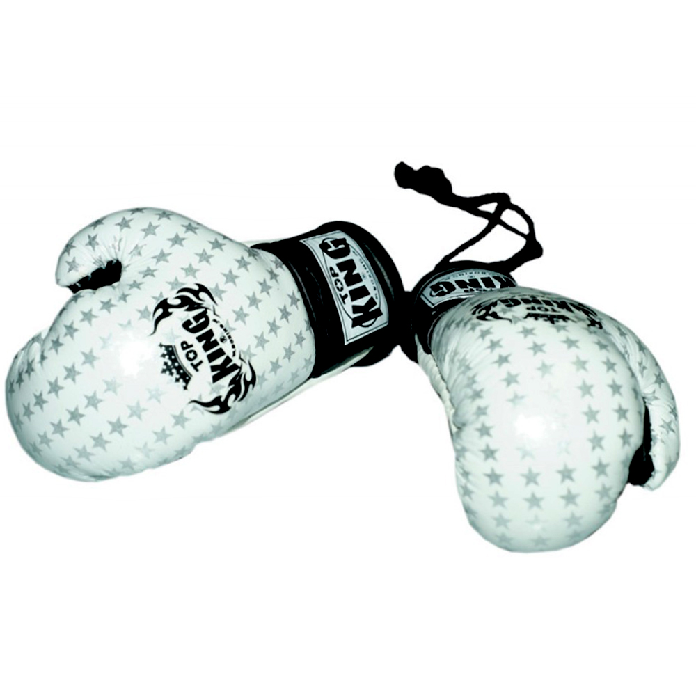 Top King Боксерские перчатки На Зеркало в Машину Сувенирные со Звездами Белые