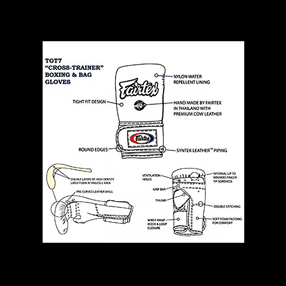 Fairtex TGO3 Снарядные Перчатки Тайский Бокс Открытый Большой Палец Синие