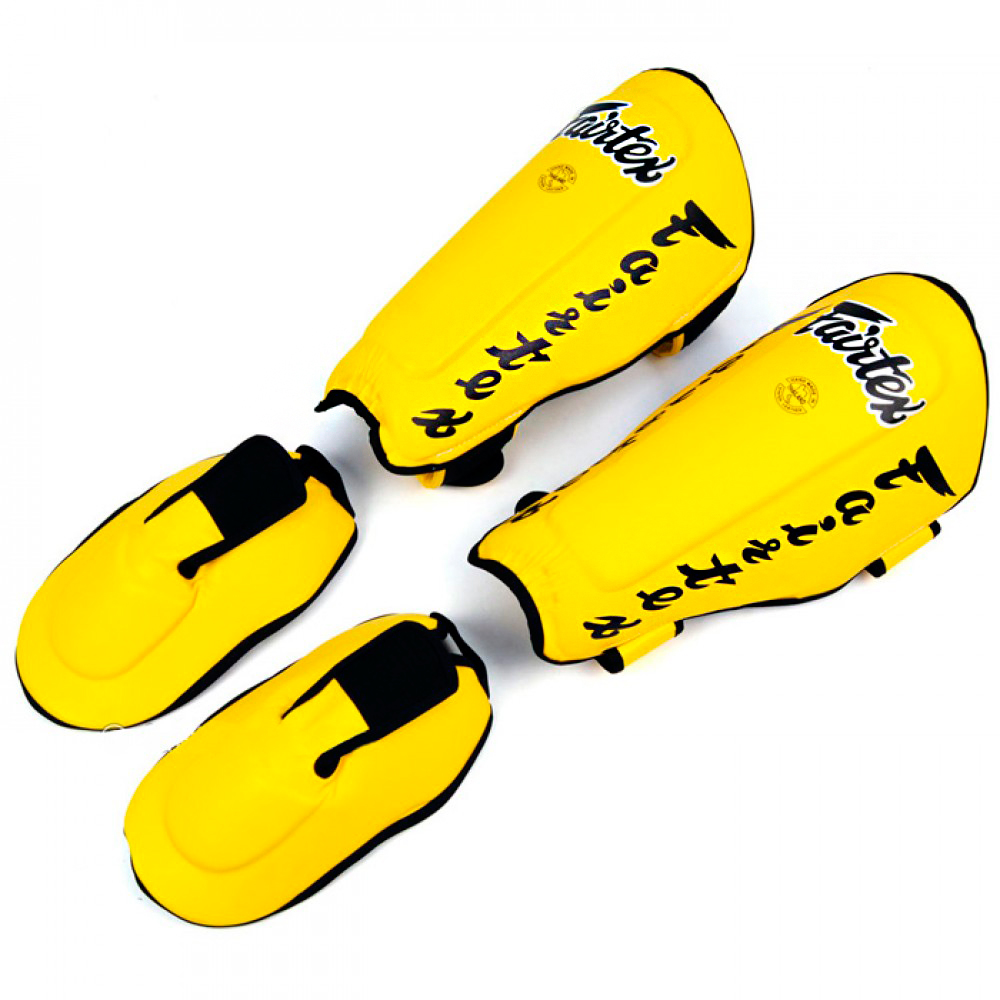 Fairtex SP7 Защита Голени "Twister Detachable In-Step" Разборная Тайский Бокс Желтый